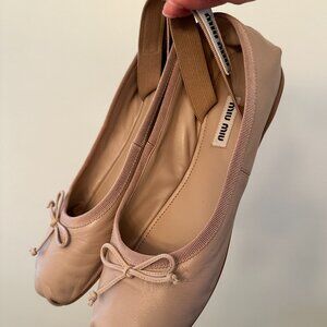 NWT Miu Miu Leather Ballerina Flats 37.5